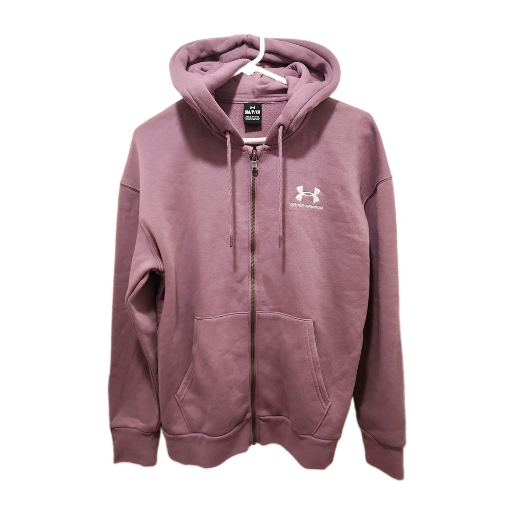 NWOT Under Armour Essential Fleece Full Zip Hoodie Misty Purple Dusty Mauve Sm